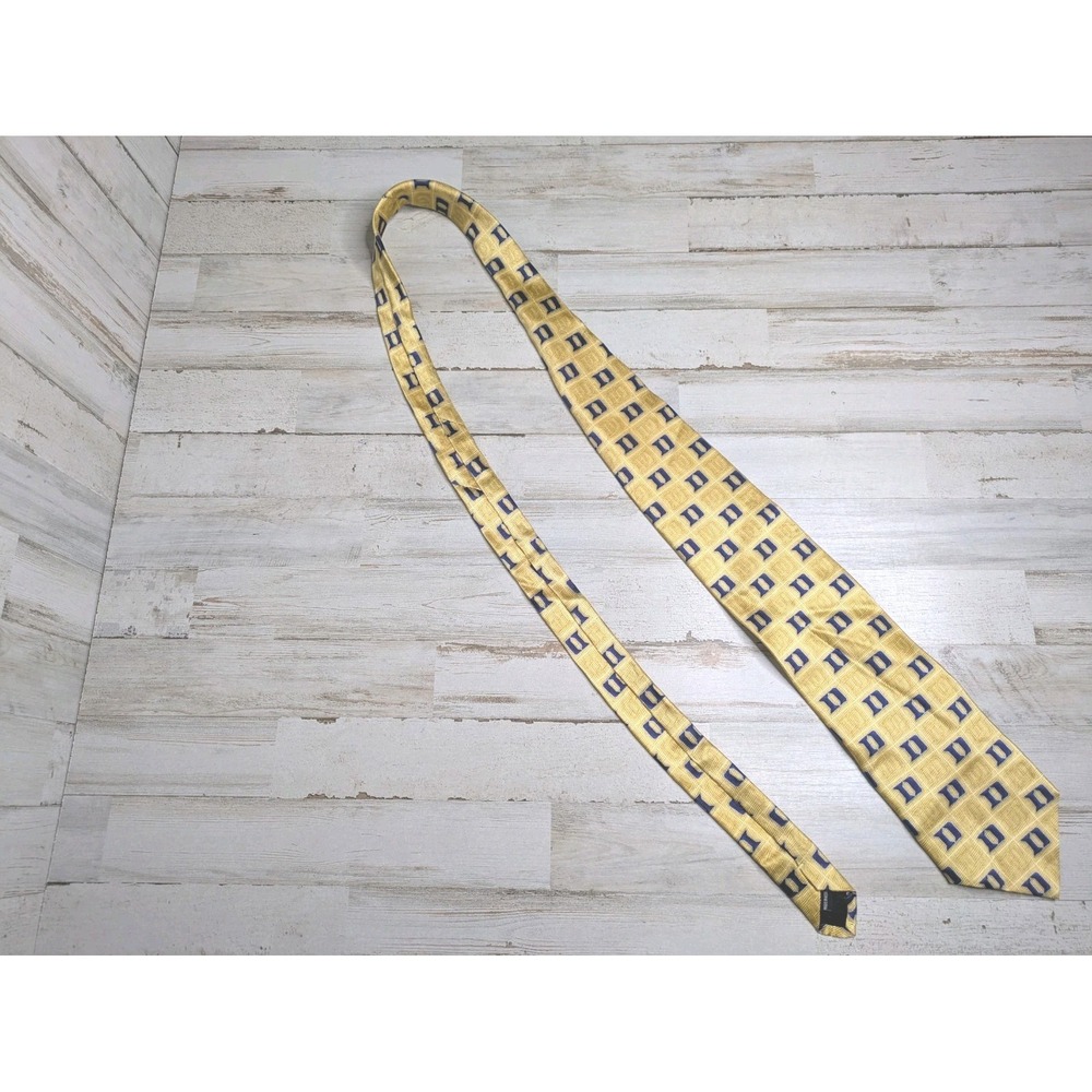 VTG Duke University Blue Devils Mens Silk Necktie Gold Blue Logo Hand Made Tie
